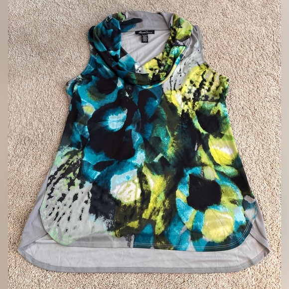 Kenneth Cole New York Abstract Sleeveless Cowl Neck Top. Size XL - Picture 3 of 9
